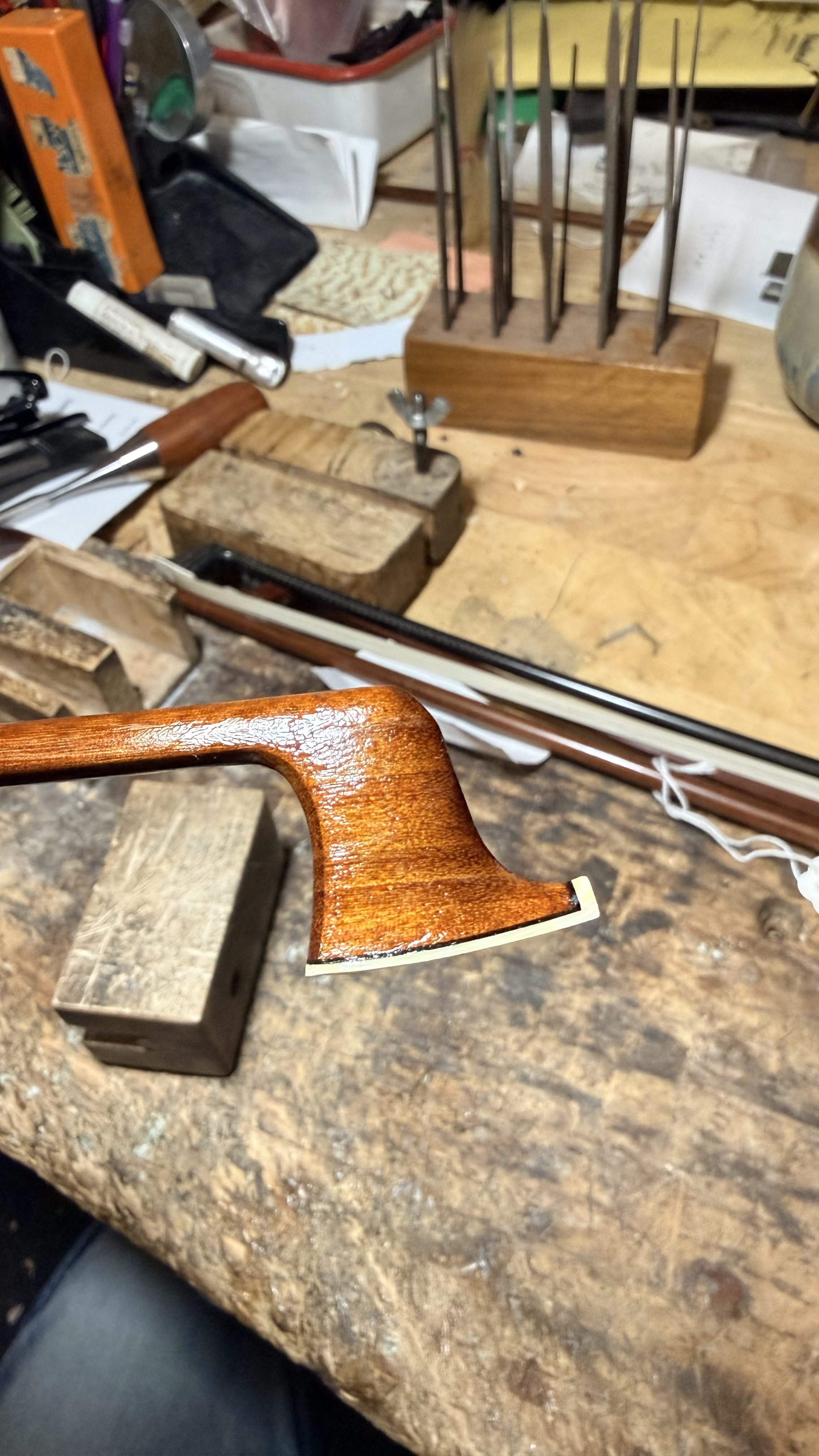Bow repair work at the bench